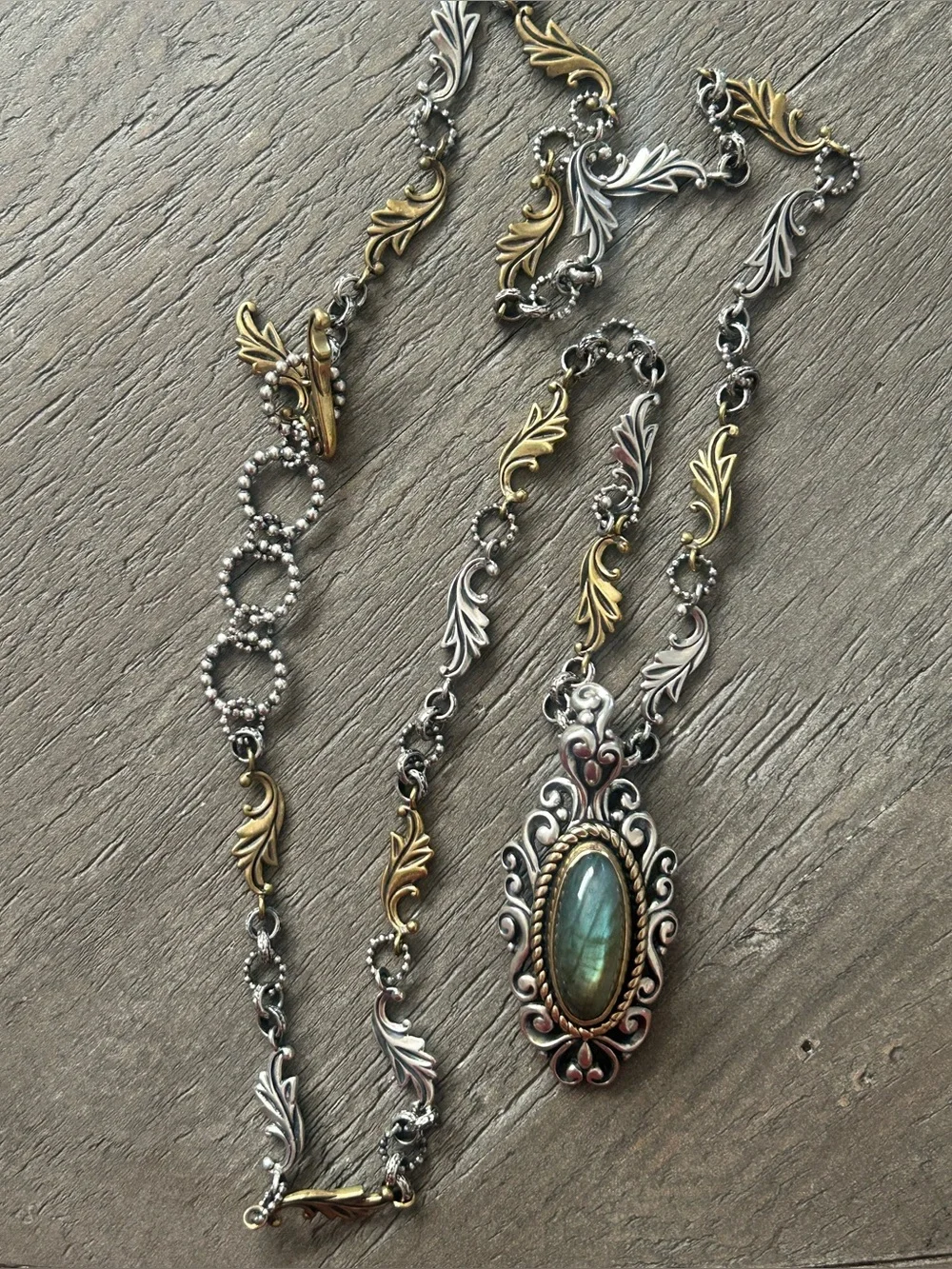 Carolyn Pollack Sterling & Brass Labradorite Necklace